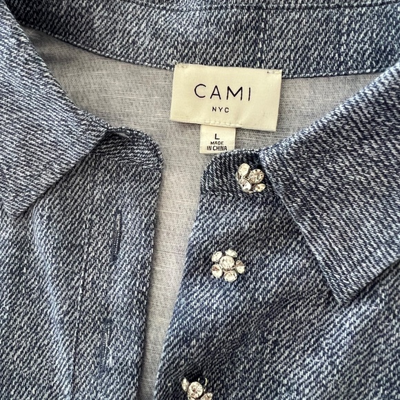 CAMI NYC Belkis Linen/Cotton Denim Button up Shirt- SzL - Picture 4 of 13